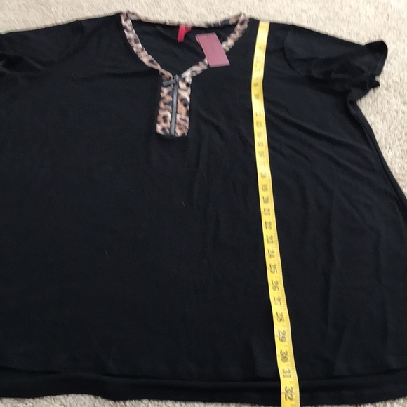 New! Love Scarlett SZ 2X black with cheetah print knit shirt sleeve top. - Picture 6 of 9